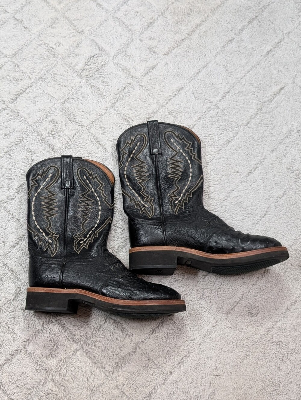 Lucchese 2000 Boot Mens 9D Black Full Quill Genuine Ostrich Western Cowboy